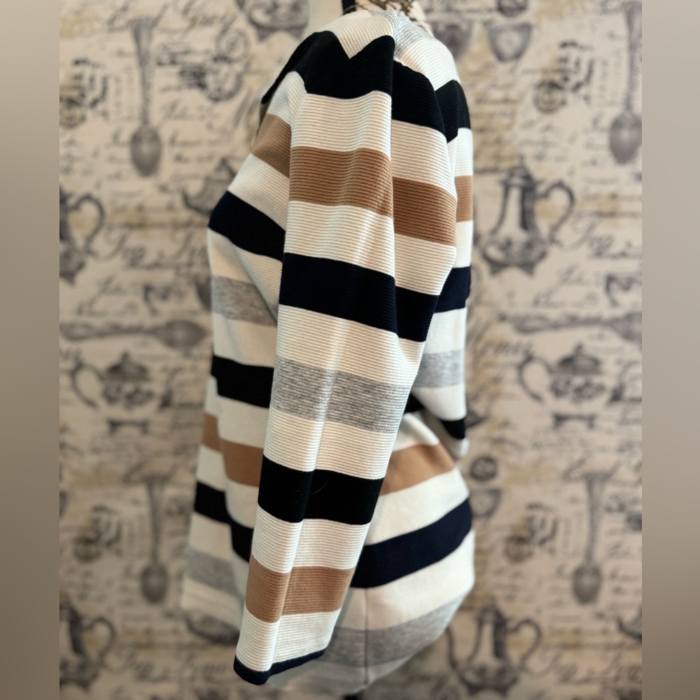 Talbots Beige and White Zip-Up Jacket